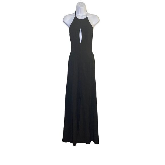 Dress The Population Womens Halter Neck Backless Maxi Dress Charlotte Black SZ S - Picture 1 of 6
